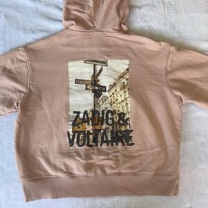 Zadig & Voltaire Spencer Photoprint Sweatshirt Hoody Flesh, Women's Medium, Pink